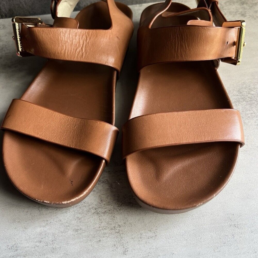 Michael Kors Tan Brown Strappy Leather Sandals Size 7.5 M - Picture 4 of 12